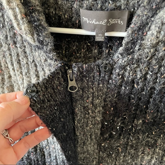 Michael Stars Alpaca Blend Black and Tan Ombre Hooded Zip-Up Sweater Size XS - Picture 3 of 11